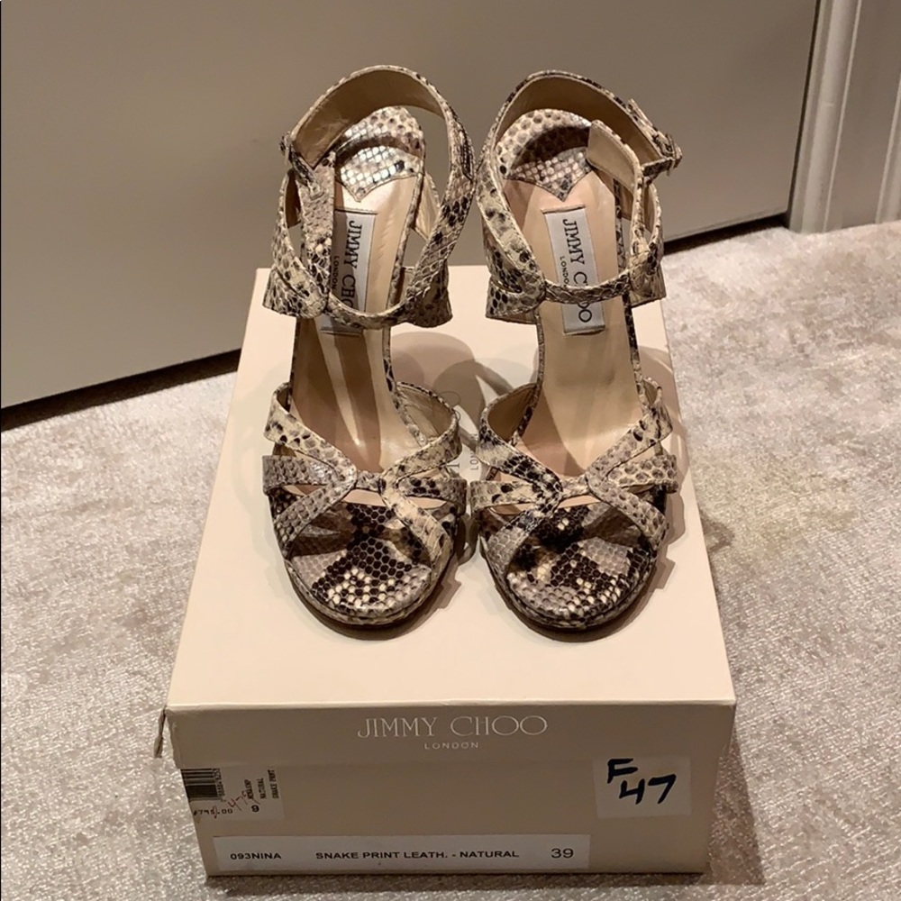 Jimmy Choo snake print leather heel